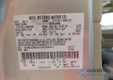 2012 Ford Escape Xlt from USA, damaged, VIN 1FMCU9DG1CKA56417